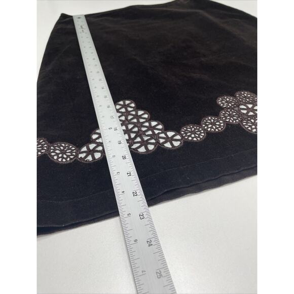 Anthropologie Odille Women Flare Skirt Brown Suede Cut Out‎ Detail Size 6 Preppy - Picture 12 of 13